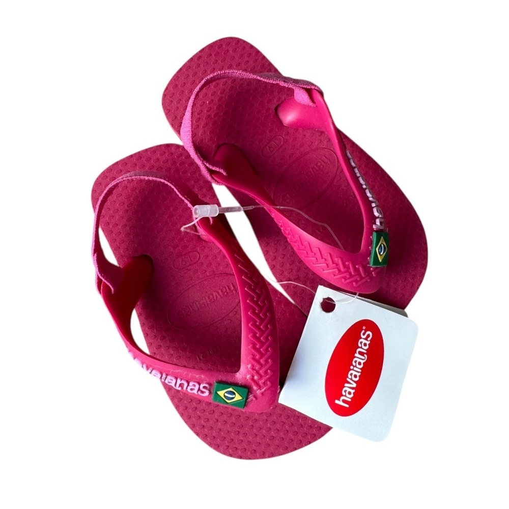 NWT Havaianas Baby Brasil Logo Pink Flip Flop Sandals Baby Size 6C - Picture 2 of 6